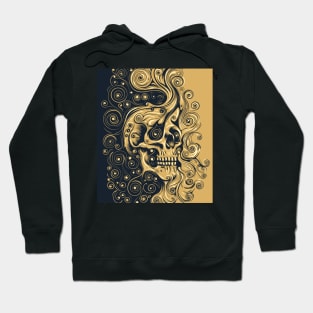 Human Skull Emblem Swirls Ornament colored Design Hoodie